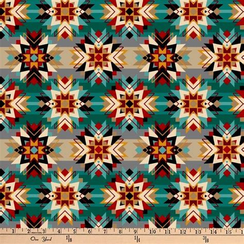 Native Argyle Teal Digital Cotton Print Fabric By The Yard Printing