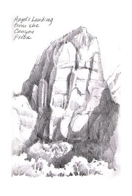 Zion Angels Landing Sketchbook Drawing Roland Lee