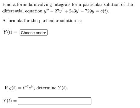 Solved Find A Formula Involving Integrals For A Particular