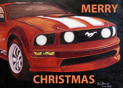 Marry Christmas Mustang Painting By Dean Glorso Fine Art America