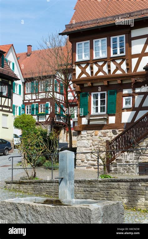 Germany Baden Wurttemberg Sindelfingen Half Timbered Houses In The