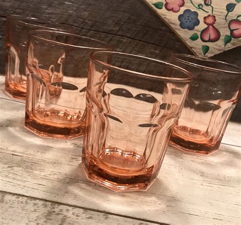 Set Of 4 Four Stunning Vintage Libbey Duratuff Pink Etsy Libbey