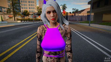 Skin Feminina Roxa Estilo Fivem Para Gta San Andreas