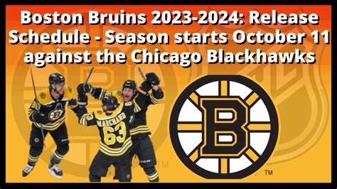 Boston Bruins 2023 2024 Release Schedule Season Starts October 11