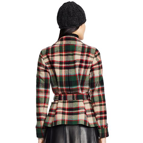 Lyst Polo Ralph Lauren Plaid Wool Blend Pea Coat In Green