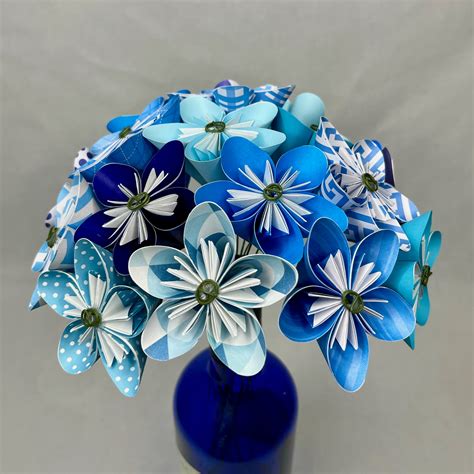 Shades of Blue Paper Flower Bouquet