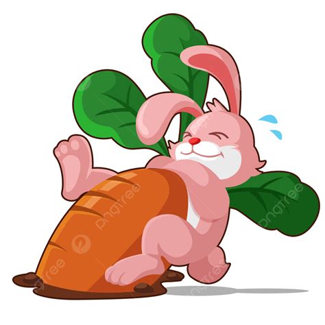 Cartoon Rabbit Pull Radish PNG Vector PSD And Clipart With