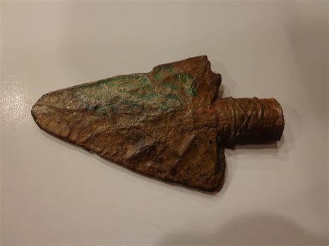 Unusual Solid Copper Indian Arrowhead Old Antique Navajo Or Apache From