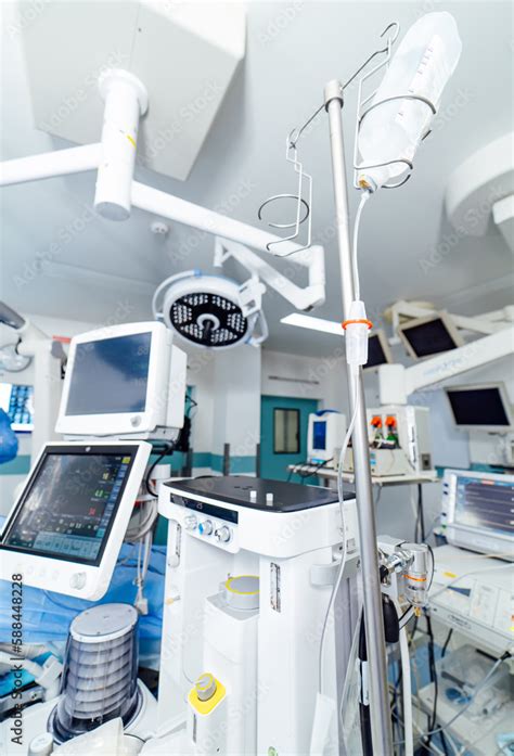 Emergency new technological hospital room. Modern surgery equipment ...