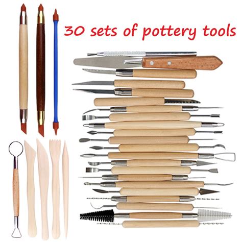 30pcsset Clay Sculpting Tools Pottery Carving Tool Set Wooden Handle