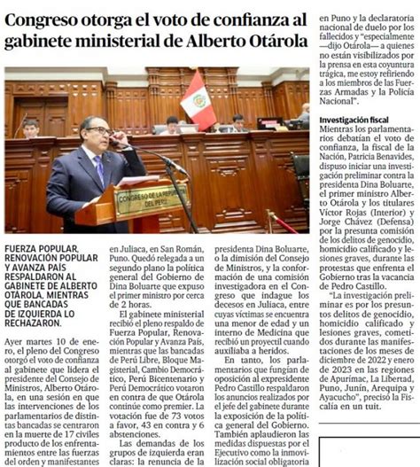 Congreso Otorga El Voto De Confianza Al Gabinete Ministerial De Alberto