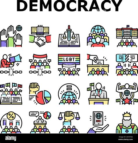 Democracy Government Politic Icons Set Vector Stock Vector Image & Art ...