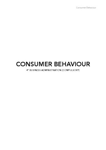 Consumer Behaviour Notes PDF Pdf