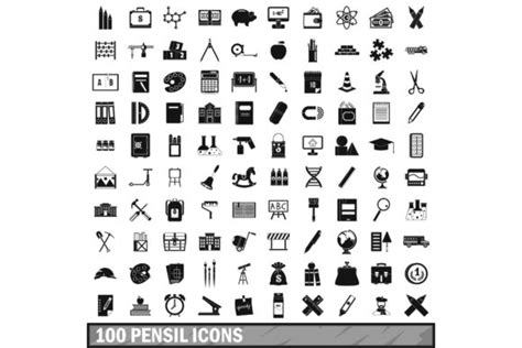 100 Pensil Icons Set Simple Style Graphic By Ylivdesign · Creative Fabrica