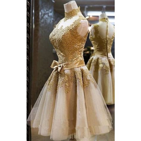 Gold Knee Length Cap Sleeve Pleated Appliques Sleeveless Ball Gown