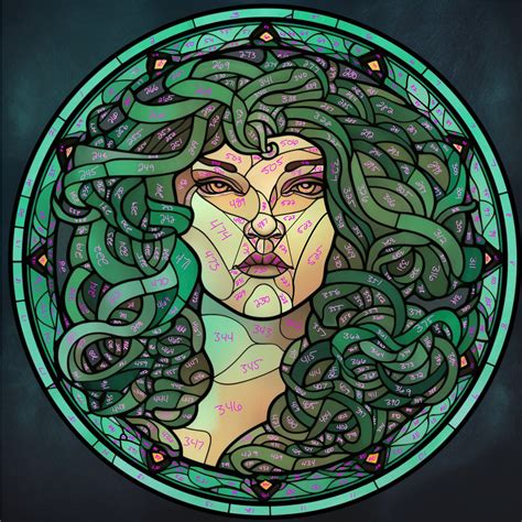 Medusa Stained Glass Pdf And Png Template Intermediate Stain Glass Project Stained Glass