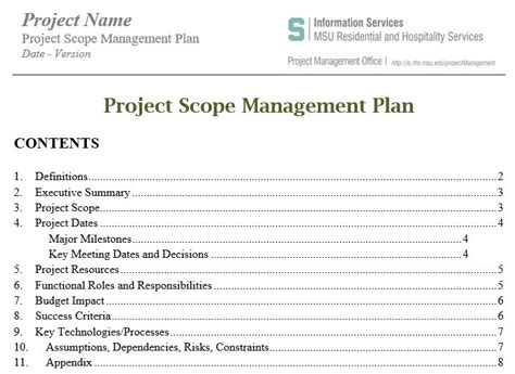 Project Scope Statement Templates And Examples Excel Word Pdf Templatedata