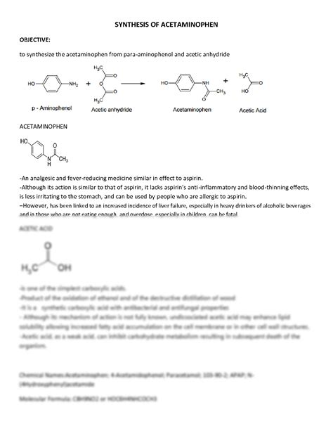 Solution Synthesis Of Acetaminophen Studypool