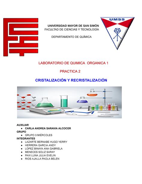 Recristalizacion Laboratorio De Qu Mica Org Nica