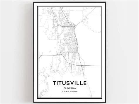 Titusville Map Print Titusville Map Poster Wall Art Fl City | Etsy