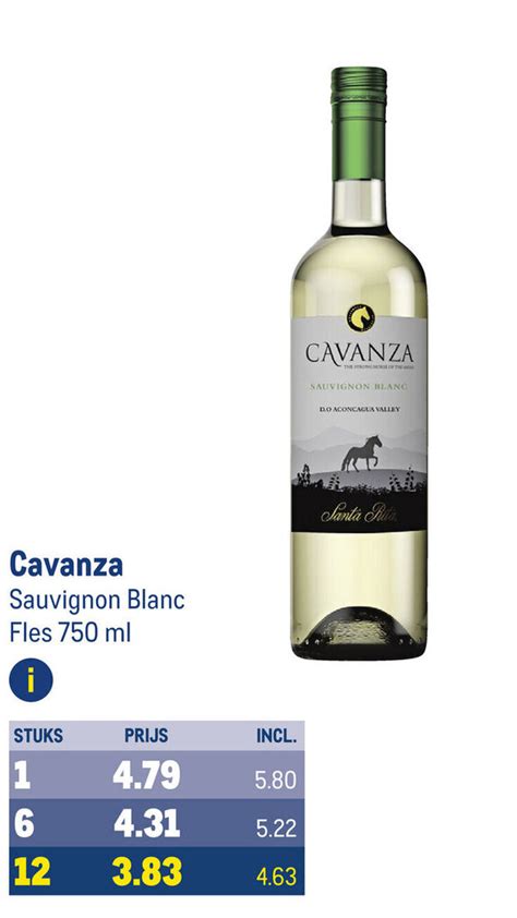 Cavanza Sauvignon Blanc Fles Ml Aanbieding Bij Makro