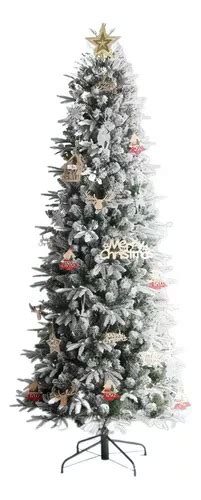 Arbol Navideño Slim Verde Nevado Con Luces Led 2 1m MercadoLibre