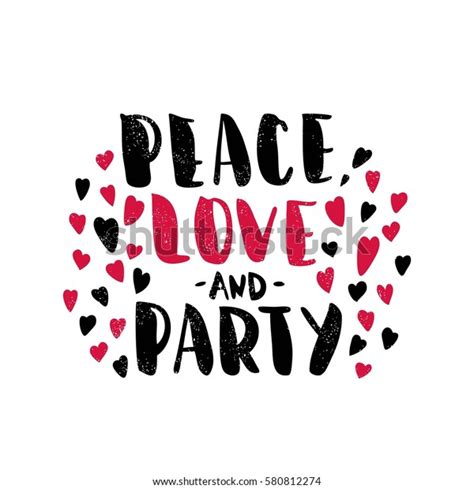 Peace Love Party Pink Hearts Modern Stock Vector Royalty Free 580812274 Shutterstock