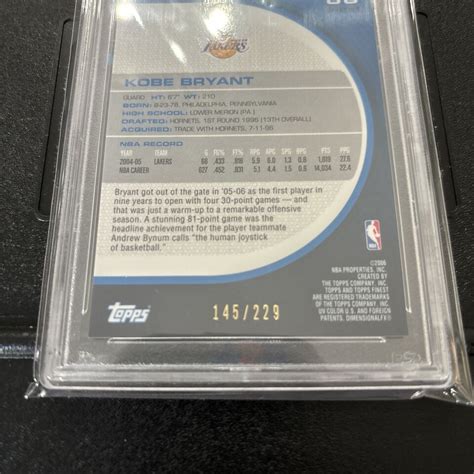 2005 06 Topps Finest Kobe Bryant 33 X Fractor 229 PSA 10 Gem Mint