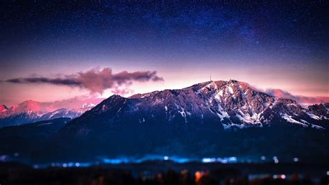 Wallpaper Landscape Night Nature Sky Snow Winter Earth Evening