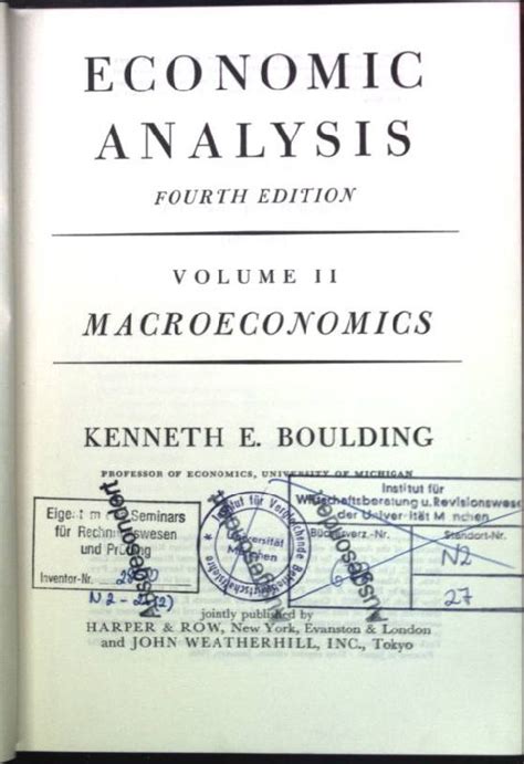 Economic Analysis VOL II Macroeconomics By Boulding Kenneth E