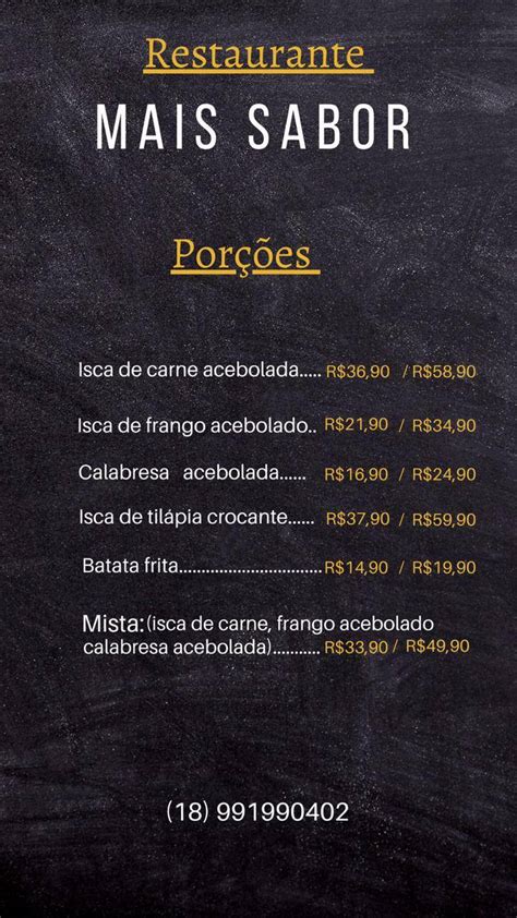 Menu At Restaurante Mais Sabor Guararapes