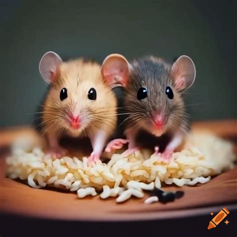 Cute Mice Eating A Plate Of Rice On Craiyon