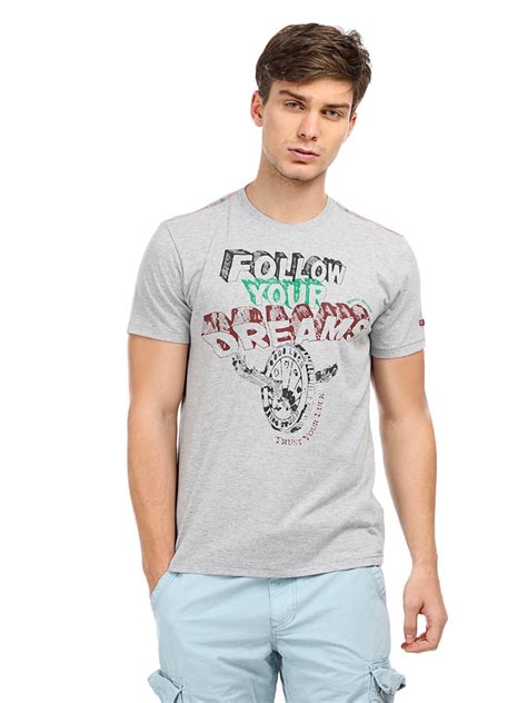 Buy Being Human Clothing Men Grey Melange Printed T Shirt Tshirts For