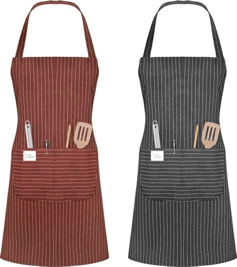 Vicloon Unisex Adjustable Bib Apron 2 Pcs Apron With 2 Pockets Cooking