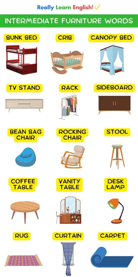 Types Of Furniture English Vocabulary 44 OFF