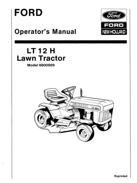 New Holand Ford LT 12H Lawn Tractor Operator S Manual 42001214