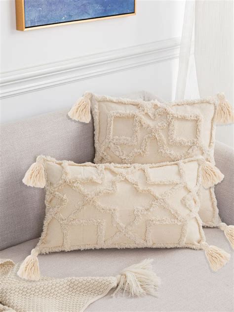 Pc Tufted Tassel Decor Cushion Cover Without Filler