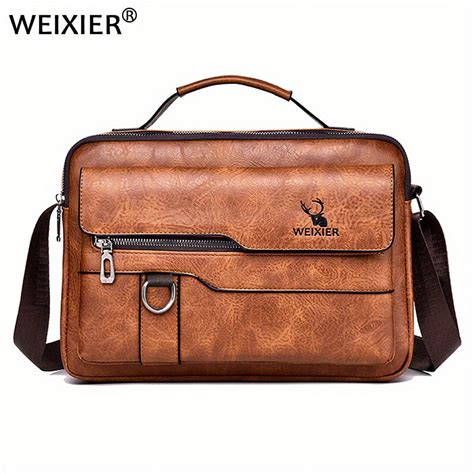 WEIXIER Crossbody Bag Men S Shoulder Bag Vintage Leather Vertical Hand