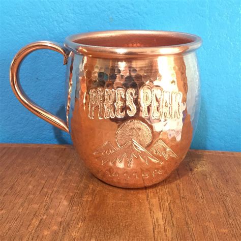 Oz Moscow Mule Hammered Copper Barrel Mug With Pikes Peak And