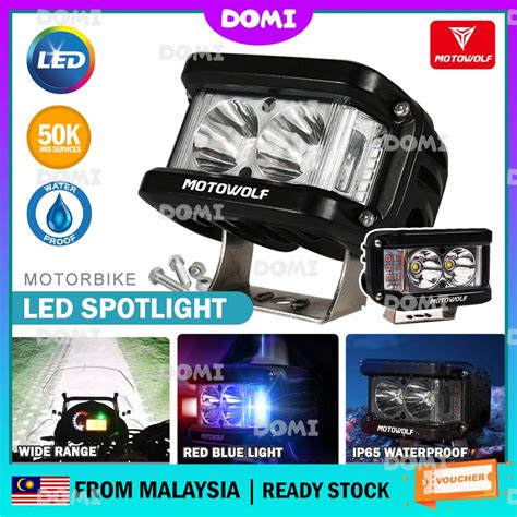 Domi Motowolf Red Blue Spotlight Motorbike Led Motorcycle Headlight