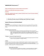 BSBHRM602 Manage Human Resources Strategic PlanningTask2 Docx