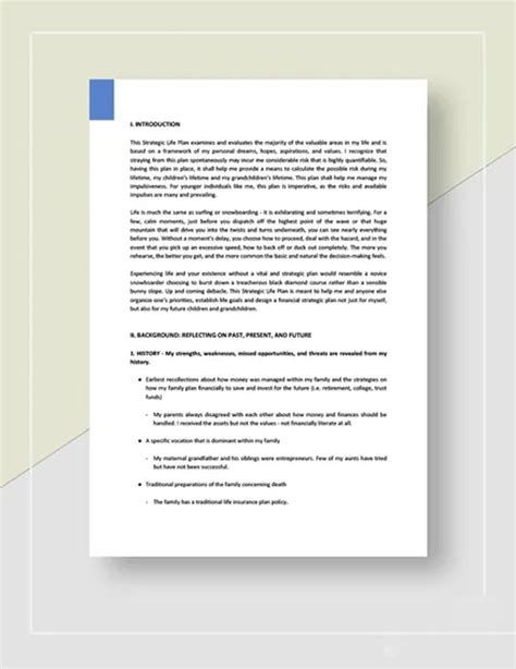 Strategic Life Plan Template in Google Docs, Word, Pages - Download | Template.net