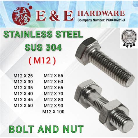 Sus 304 M12 Bolt And Nutscrew And Nutskruboltnut Stainless Steel