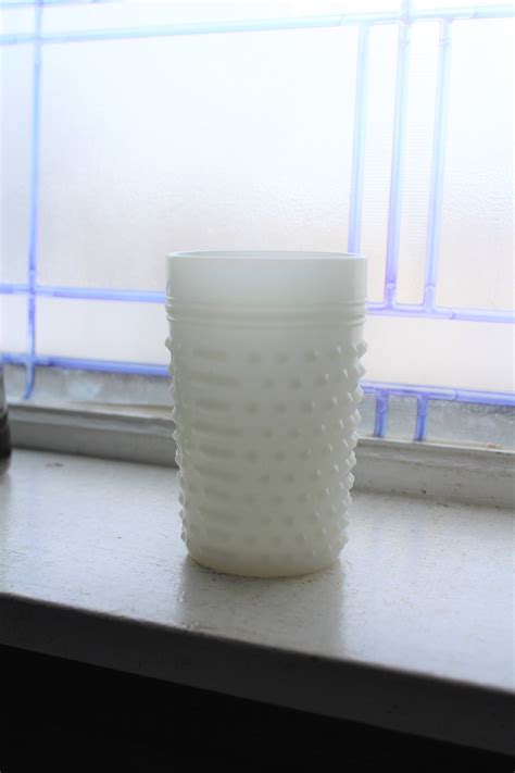 Vintage Hobnail White Milk Glass Tumbler