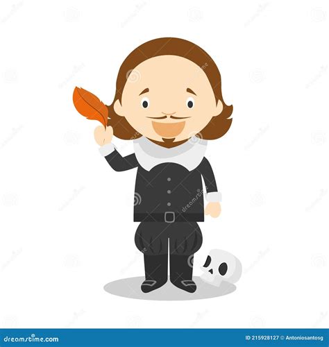 William Shakespeare Cartoon Character Vector Illustration Stock Vector