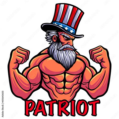 Uncle Sam Vector Illustration Muscular Uncle Sam Mascot Patriot