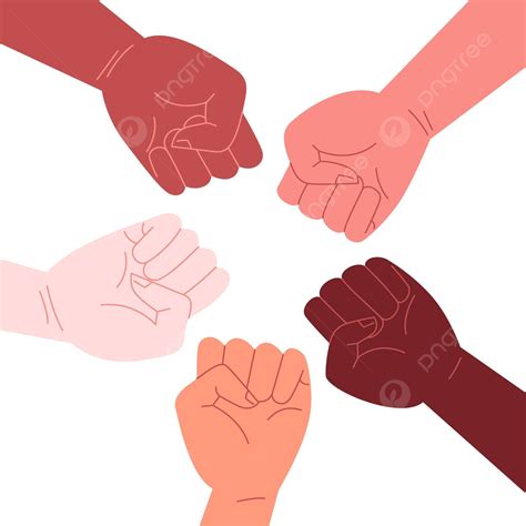 Hands Of Different Skin Tones Together Bright High Five Fist Vector