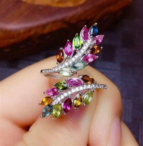 Natural Multi Color Tourmaline Ring 925 Sterling Silver Engagement