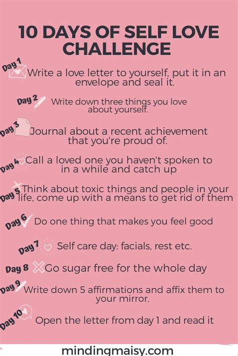 10 Days Of Self Love Challenge Practicing Self Love Self Love Affirmations Self Confidence Tips