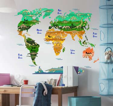 Brilliant World Map Stickers and Decals - TenStickers